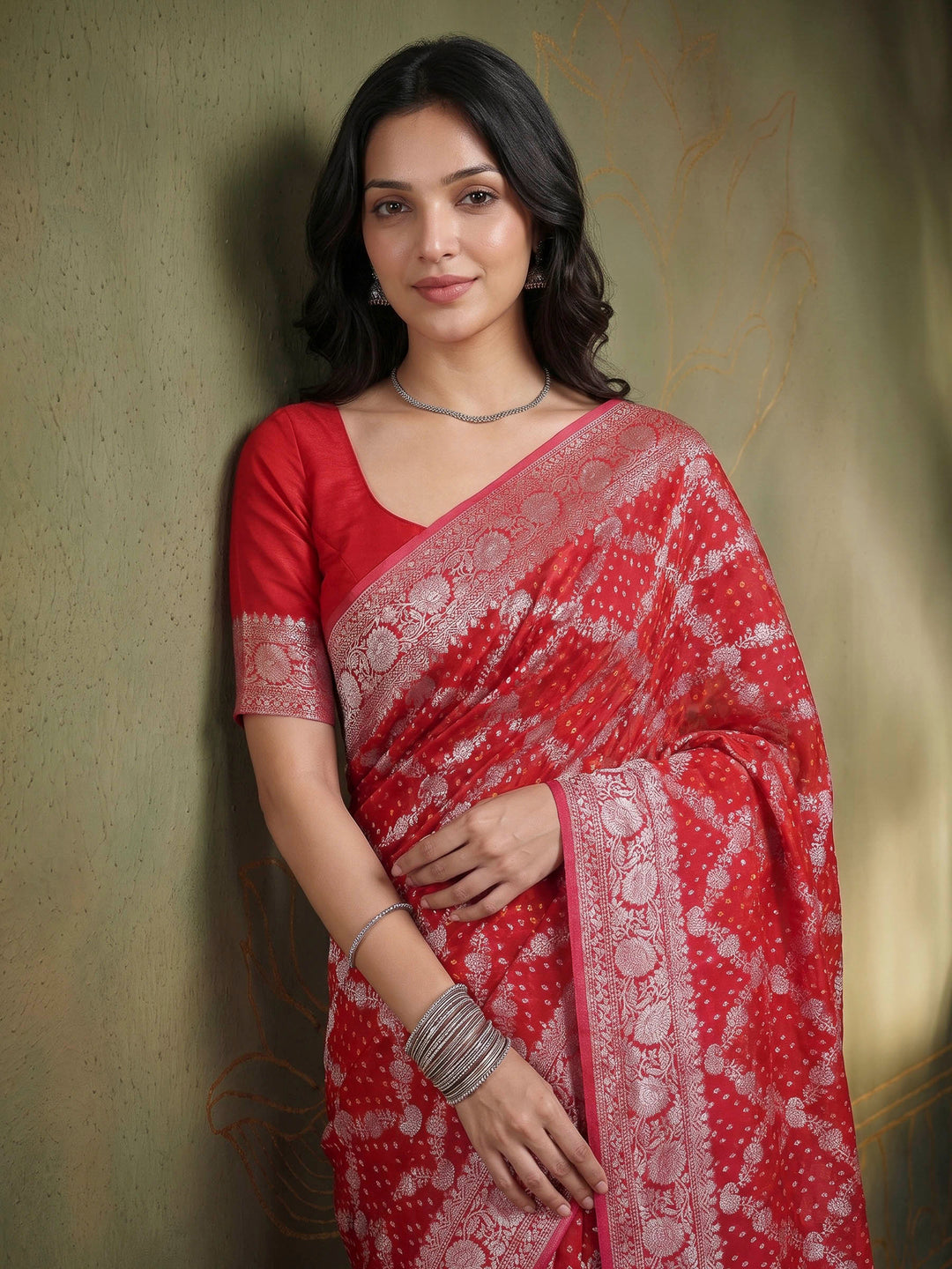 Rani Georgette Plain Saree