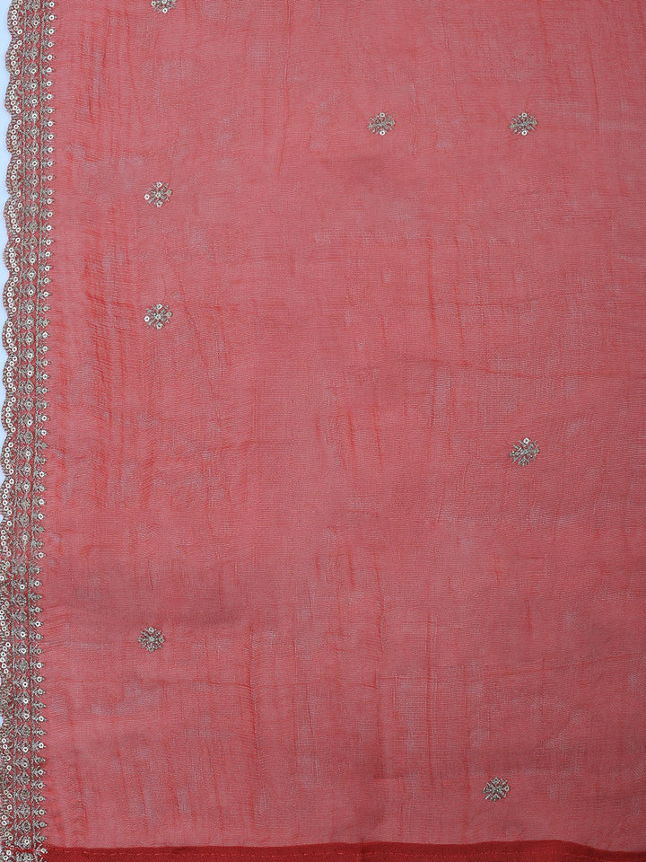 Coral Tissue Printed Unstitched Dress Material