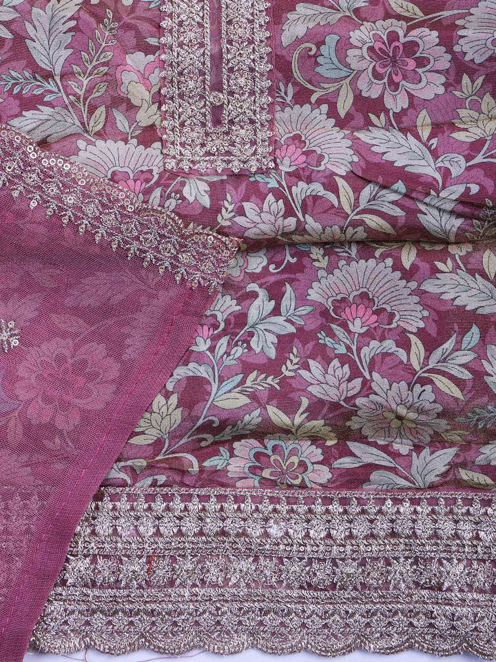 Mauve Tissue Printed Unstitched Dress Material