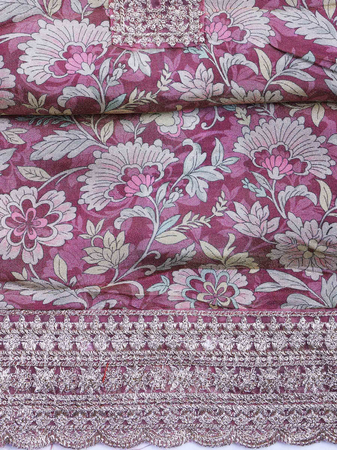Mauve Tissue Printed Unstitched Dress Material