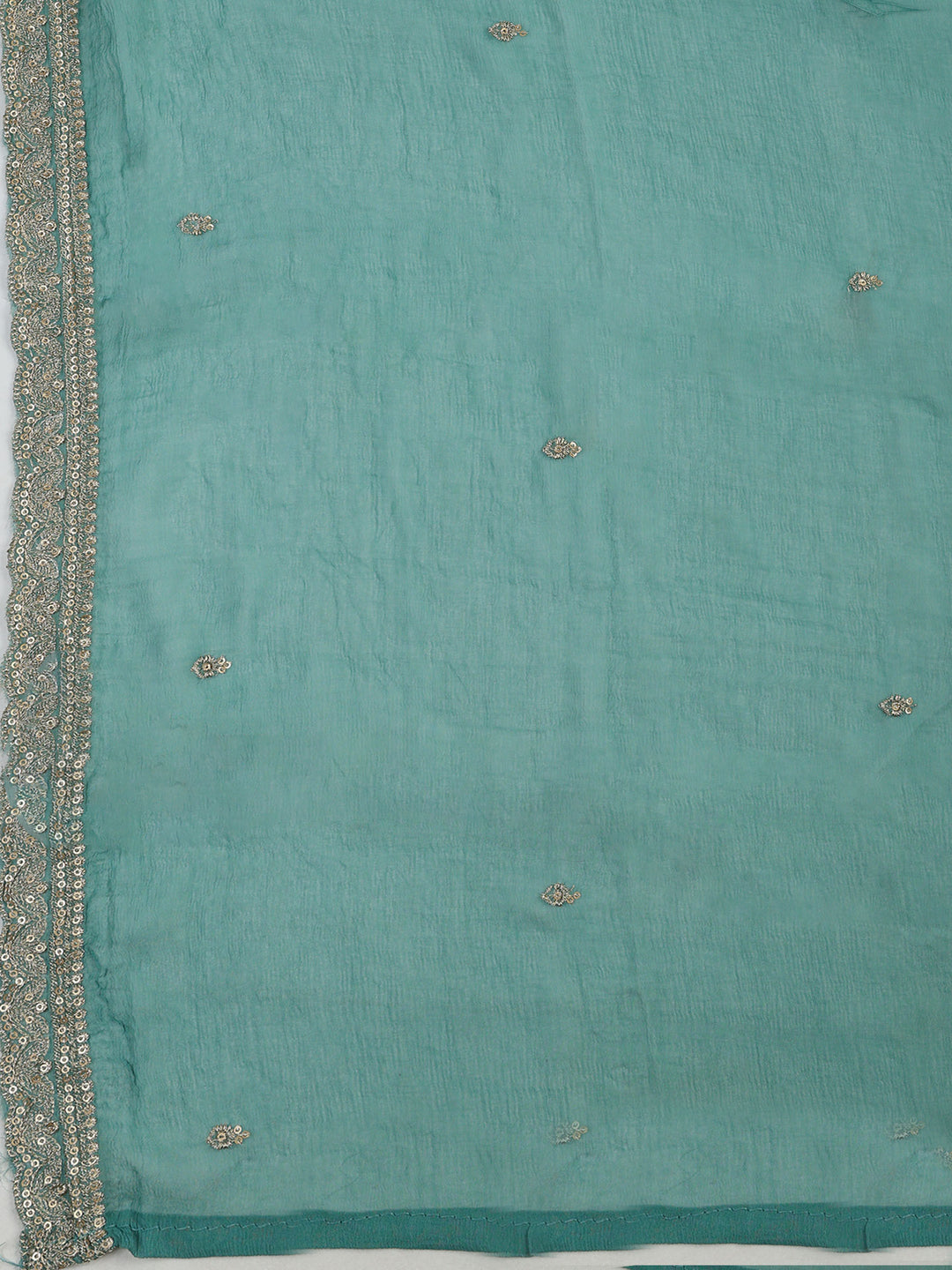 Green Tissue Printed Unstitched Dress Material