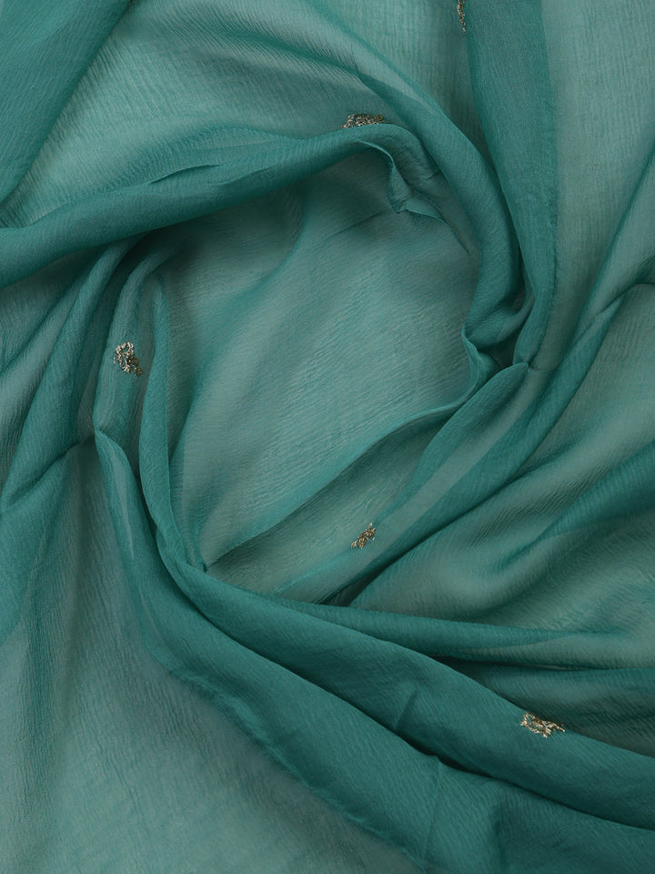 Green Tissue Printed Unstitched Dress Material