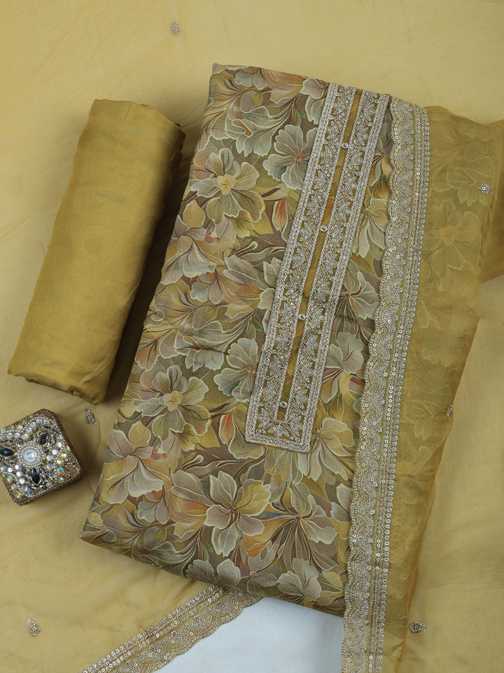 Mehndi Tissue Printed Unstitched Dress Material