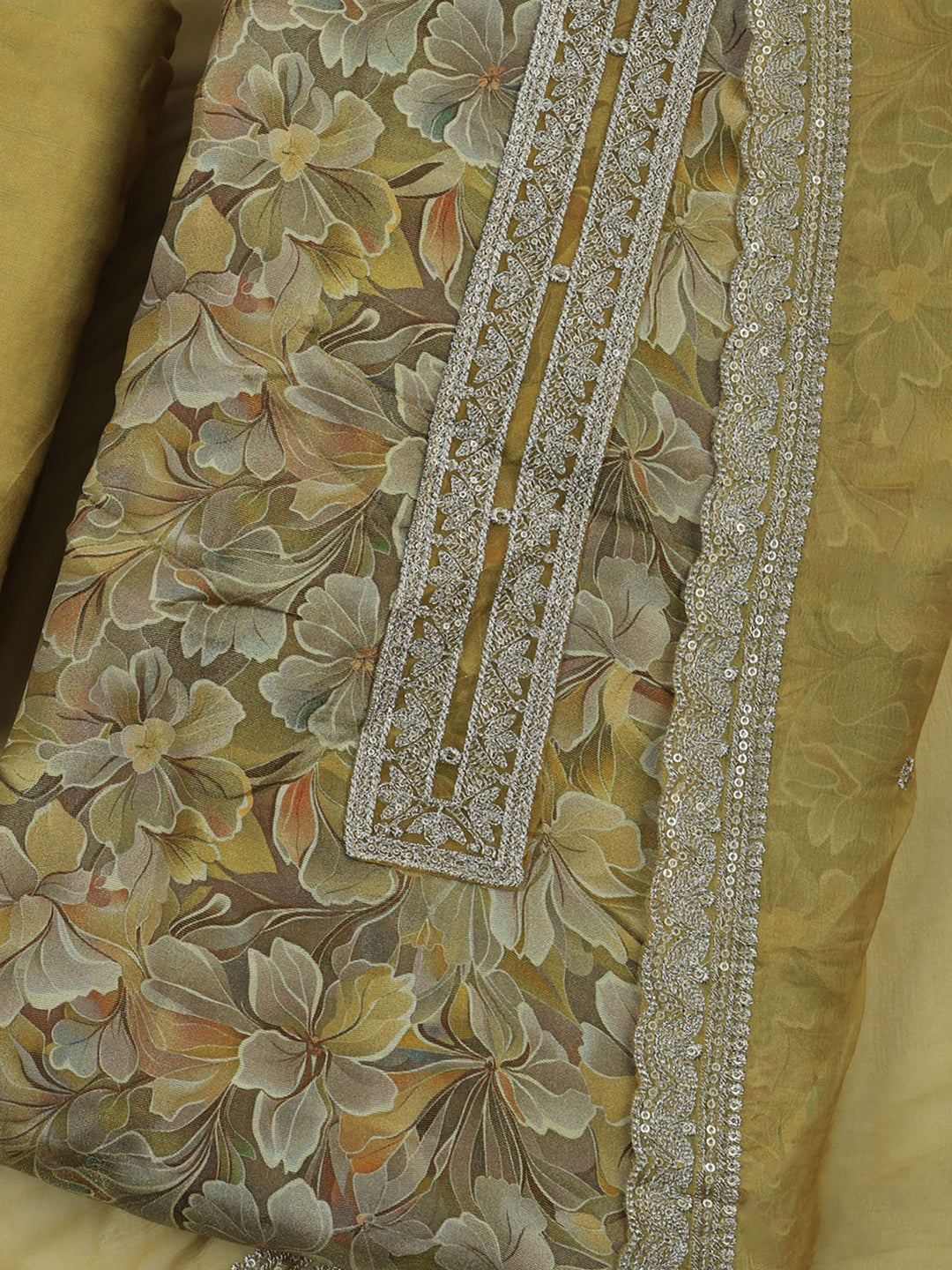 Mehndi Tissue Printed Unstitched Dress Material