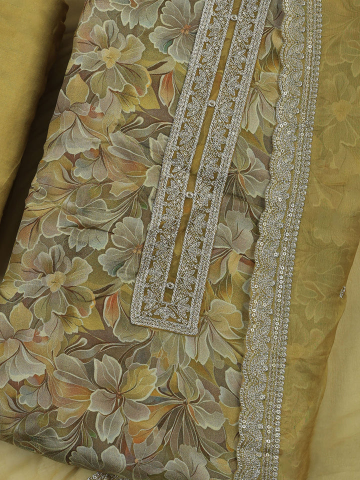Mehndi Tissue Printed Unstitched Dress Material
