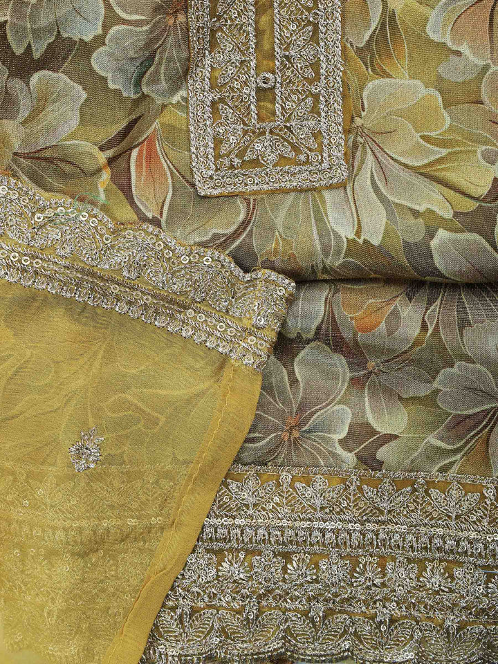 Mehndi Tissue Printed Unstitched Dress Material