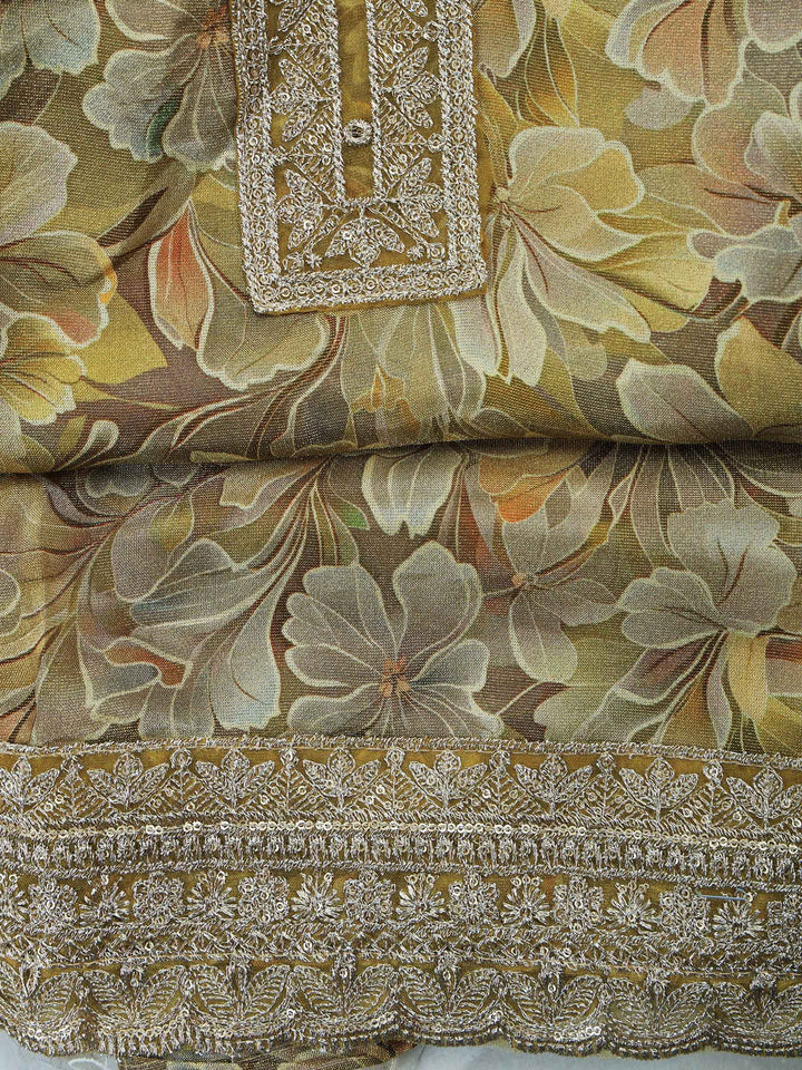 Mehndi Tissue Printed Unstitched Dress Material