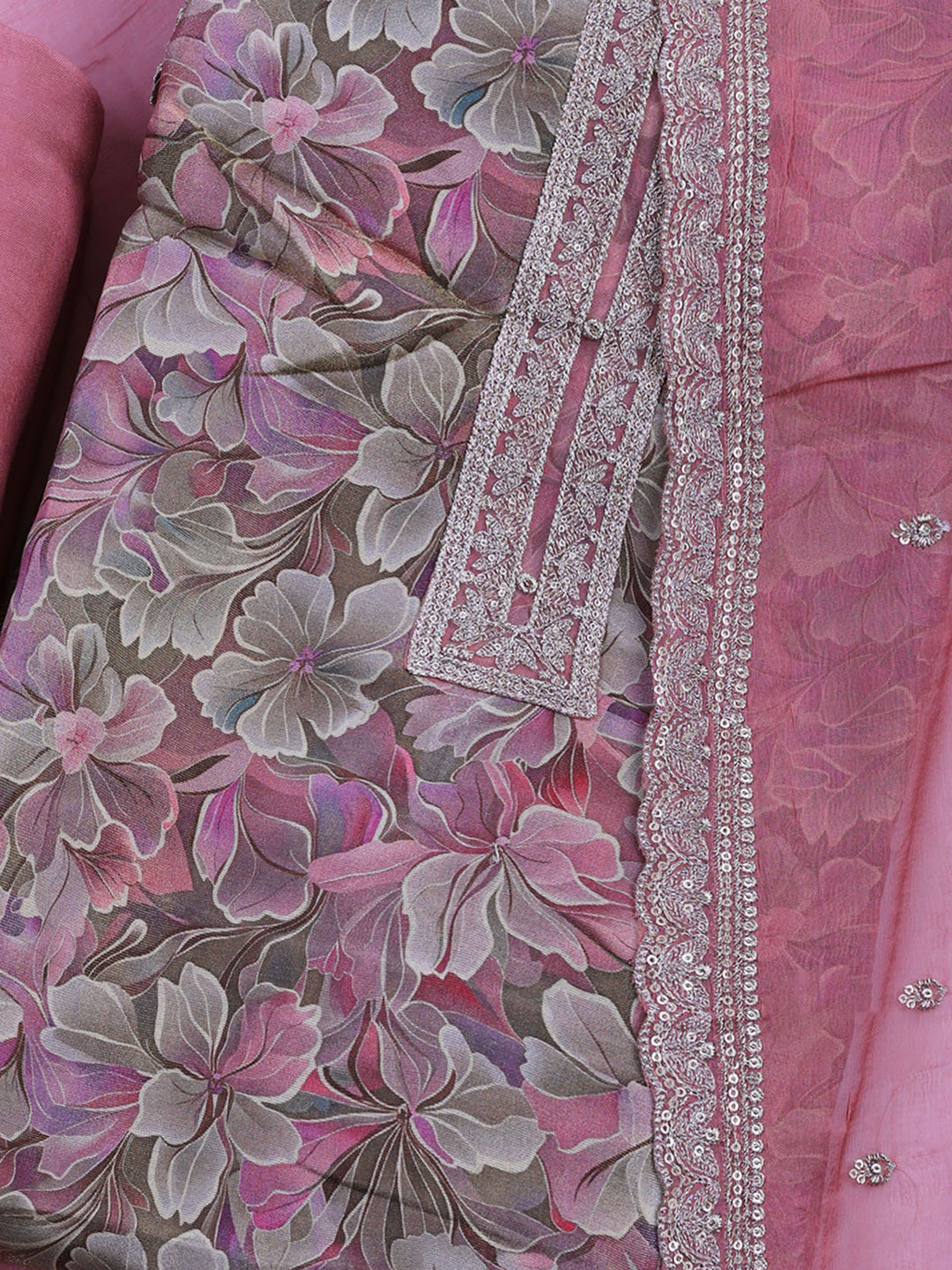 Pink Tissue Printed Unstitched Dress Material
