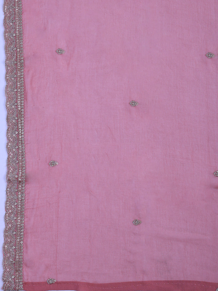 Pink Tissue Printed Unstitched Dress Material