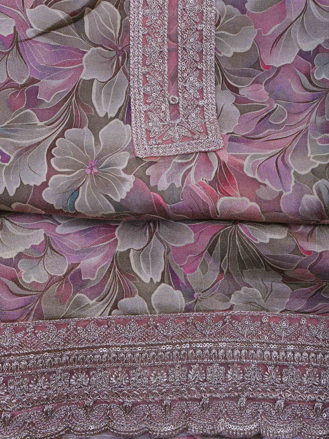 Pink Tissue Printed Unstitched Dress Material