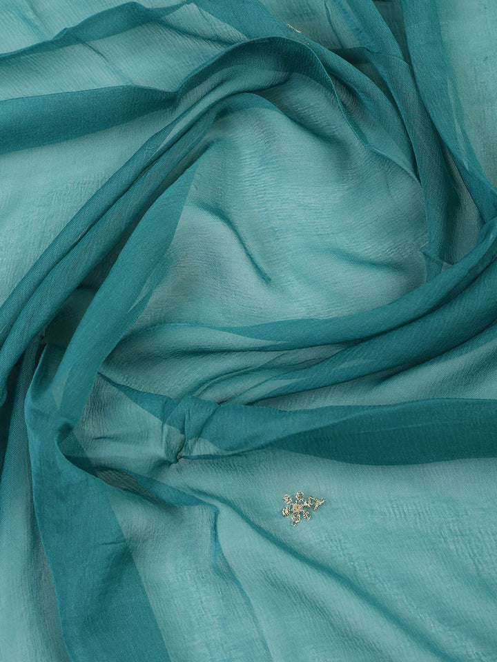 Dull-Green Tissue Printed Unstitched Dress Material