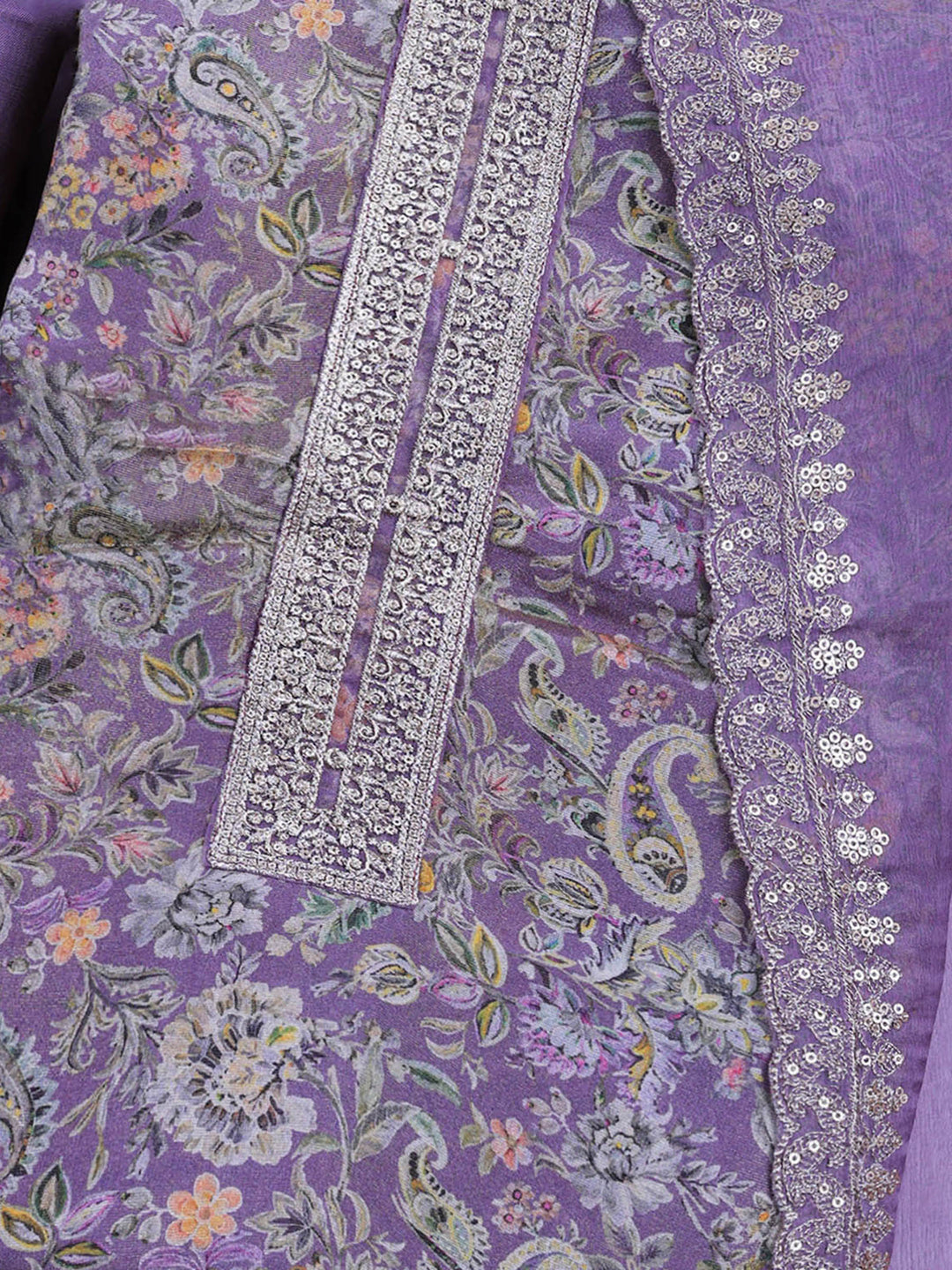 Mauve Tissue Printed Unstitched Dress Material