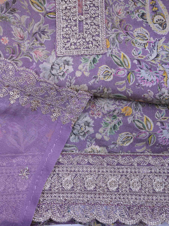 Mauve Tissue Printed Unstitched Dress Material