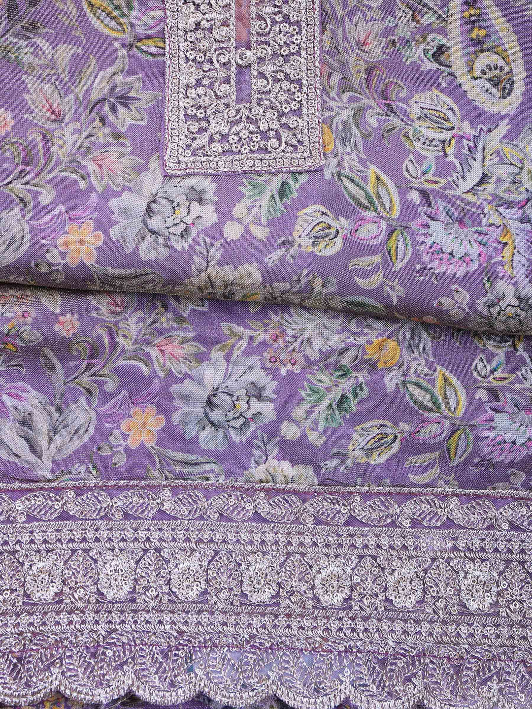Mauve Tissue Printed Unstitched Dress Material