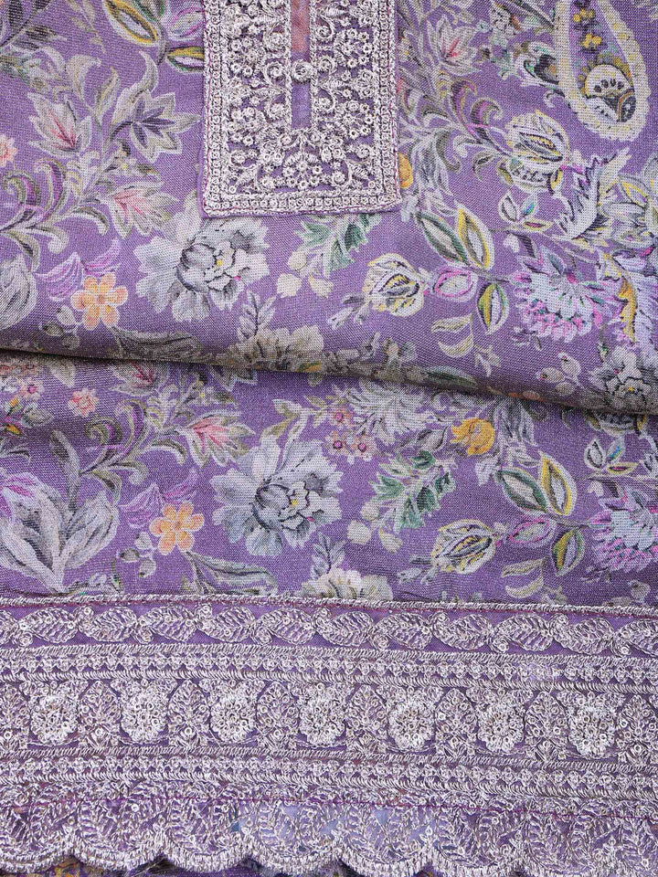 Mauve Tissue Printed Unstitched Dress Material