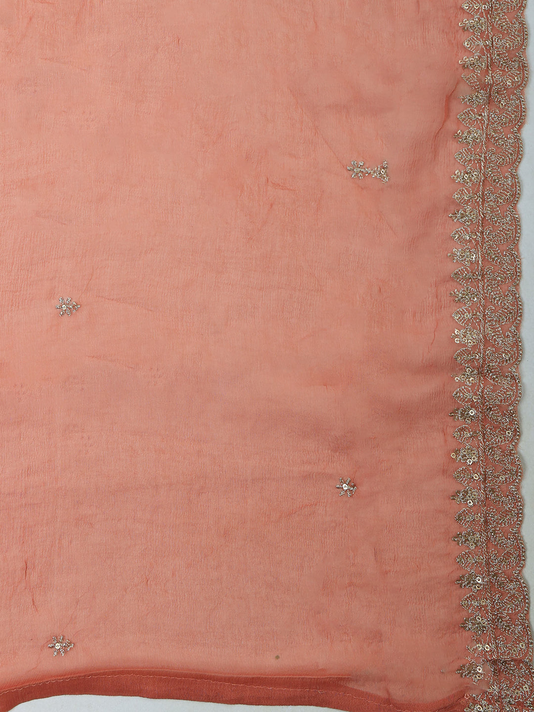 Peach Tissue Printed Unstitched Dress Material