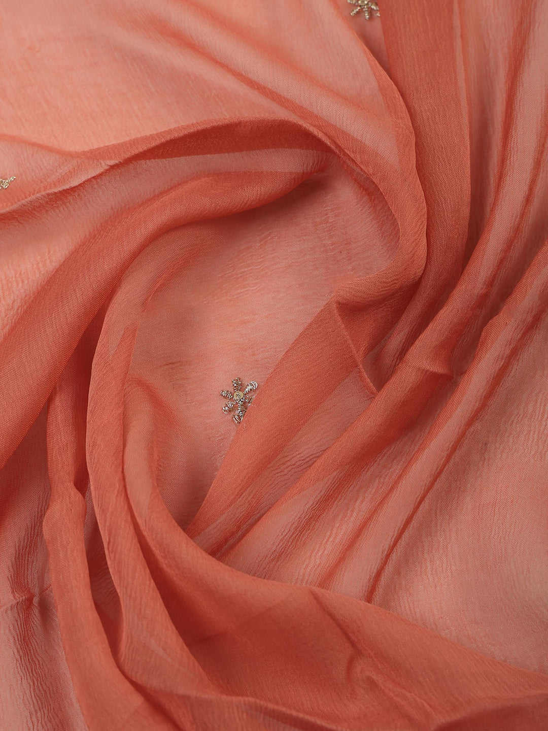 Peach Tissue Printed Unstitched Dress Material