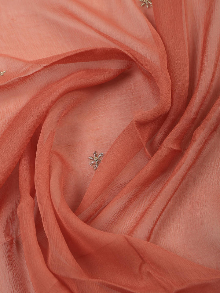 Peach Tissue Printed Unstitched Dress Material