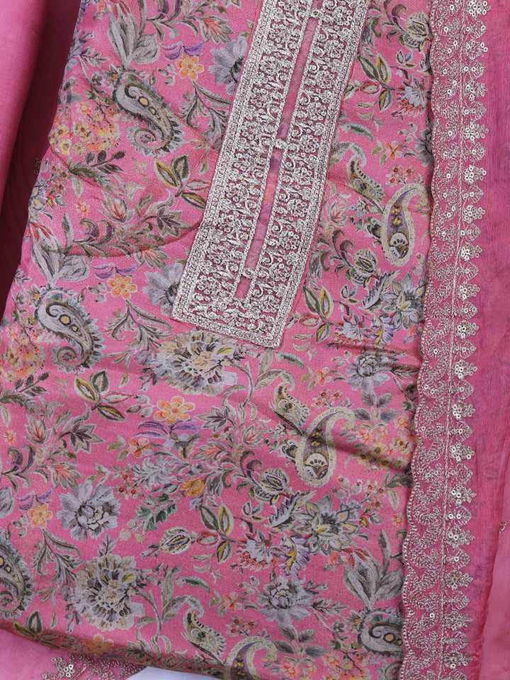 Pink Tissue Printed Unstitched Dress Material