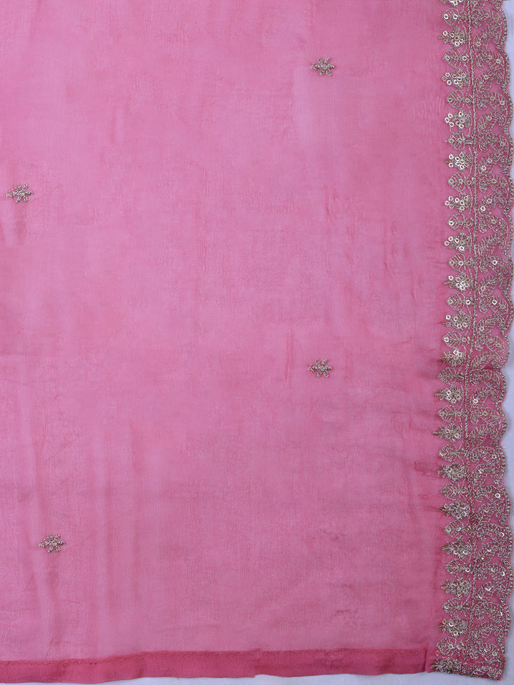 Pink Tissue Printed Unstitched Dress Material