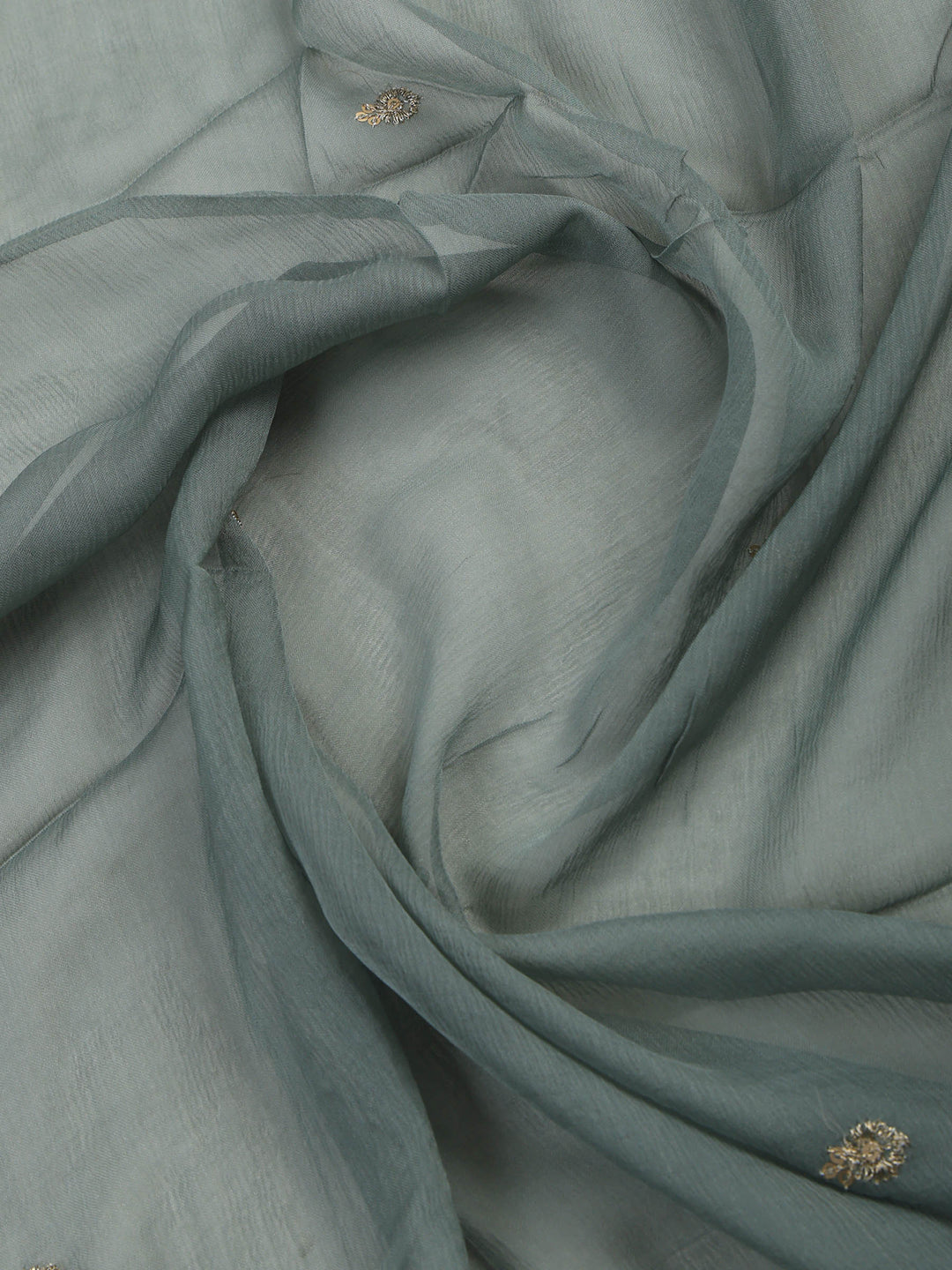 Dusty-Green Tissue Printed Unstitched Dress Material