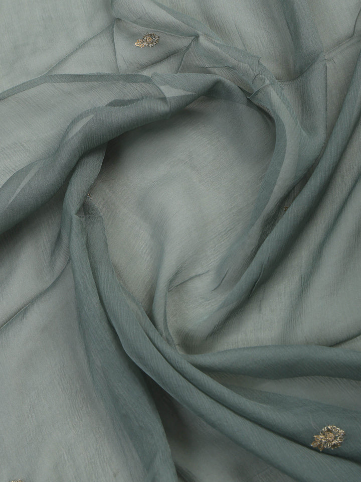 Dusty-Green Tissue Printed Unstitched Dress Material