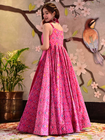 Printed Cotton Anarkali Suit Set With Dupatta