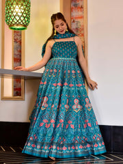 Printed Cotton Anarkali Suit Set With Dupatta