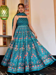 Printed Cotton Anarkali Suit Set With Dupatta