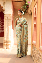 Digital Floral Printed Banarasi Saree