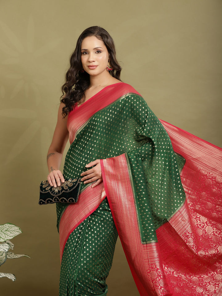 Polka Dot Woven Booti Crepe Saree