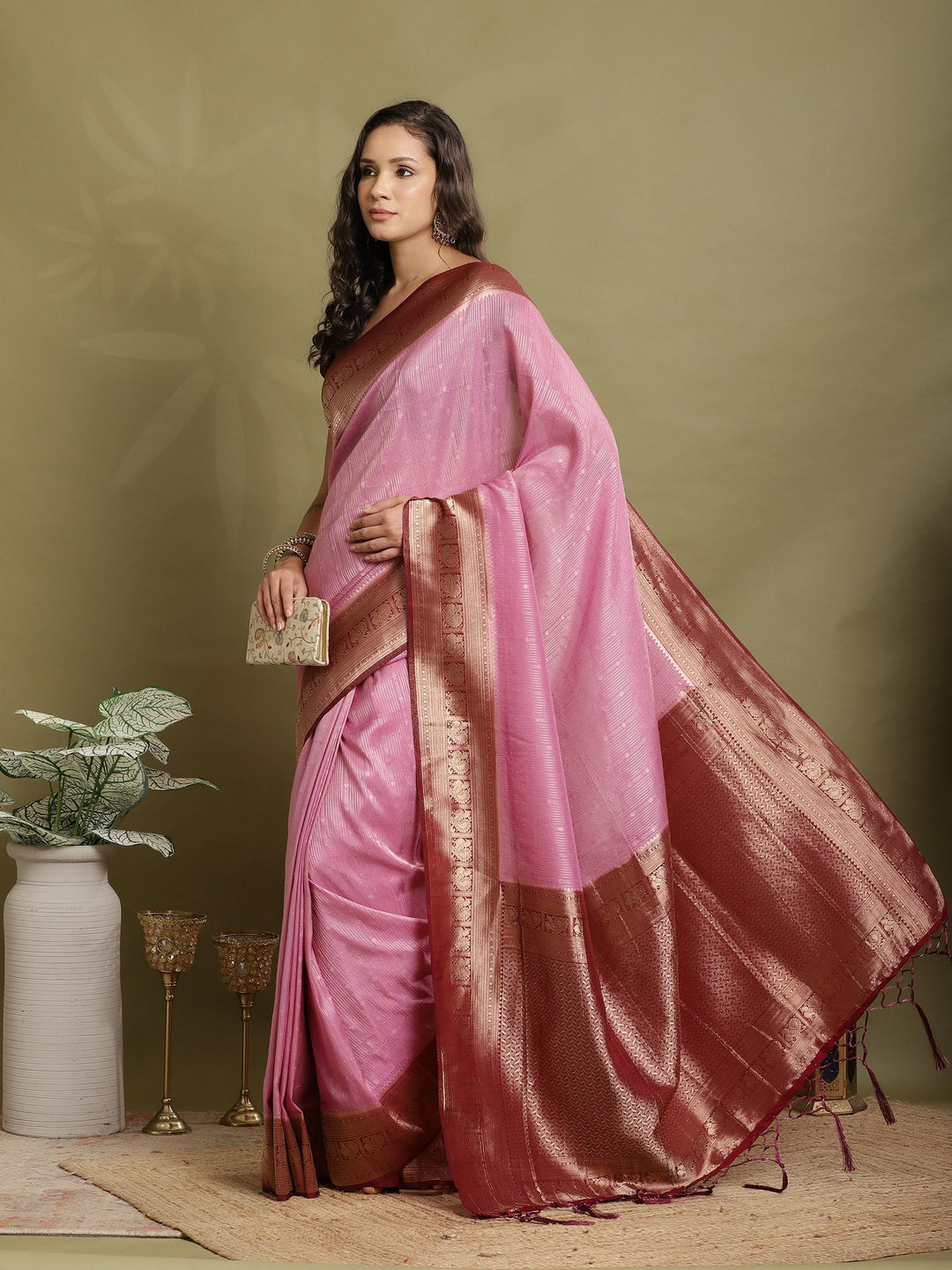 Plain Crepe Saree