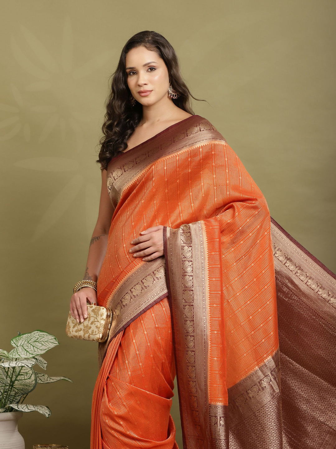 Plain Crepe Saree