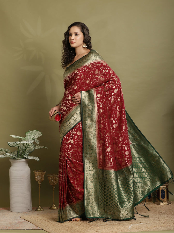 Plain Crepe Saree