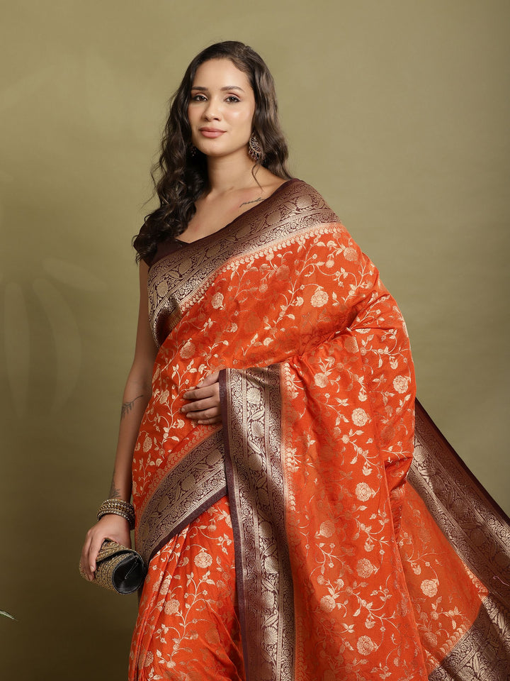 Polka Dot Woven Booti Crepe Saree