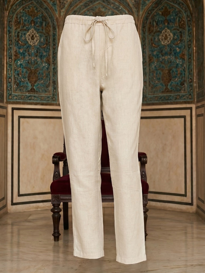 Cream Maroon Cotton Blend Embroidered Straight Suit Set