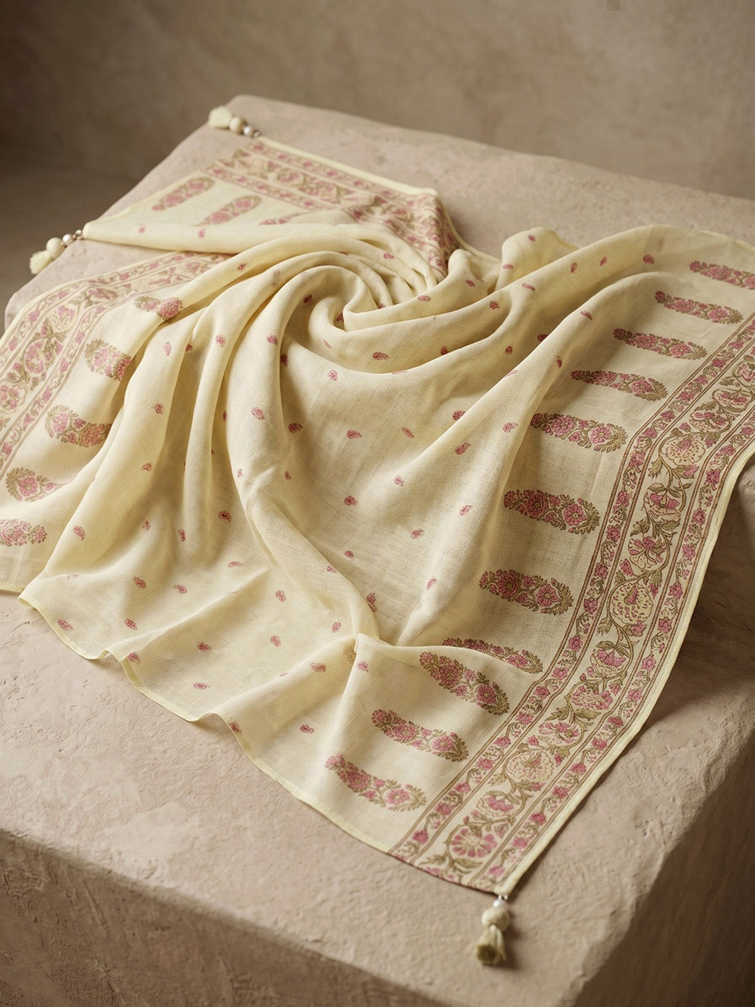 Woven Design Cotton Blend Kurta With Pant &amp; Dupatta