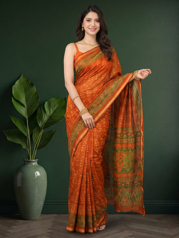 Mustard Digital Printed Art Silk Saree
