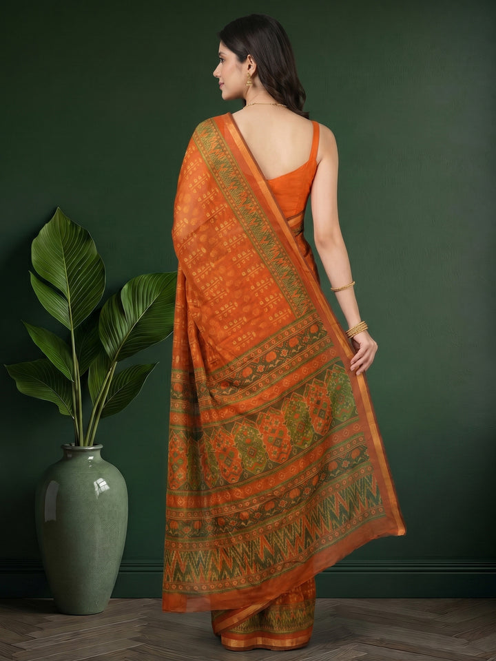 Maroon Printed Satin Saree