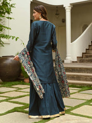 Gota Embroidered Chanderi Kurta With Skirt & Dupatta