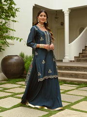 Gota Embroidered Chanderi Kurta With Skirt & Dupatta