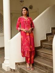 Floral Printed Crepe Kurta With Pants