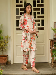 Floral Printed Crepe Kurta With Pants