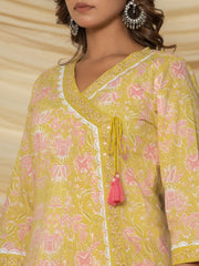 Floral Printed Cotton Kurta With Pants & Dupatta