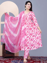 Printed Cotton Suit Set With Dupatta