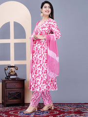 Printed Cotton Suit Set With Dupatta