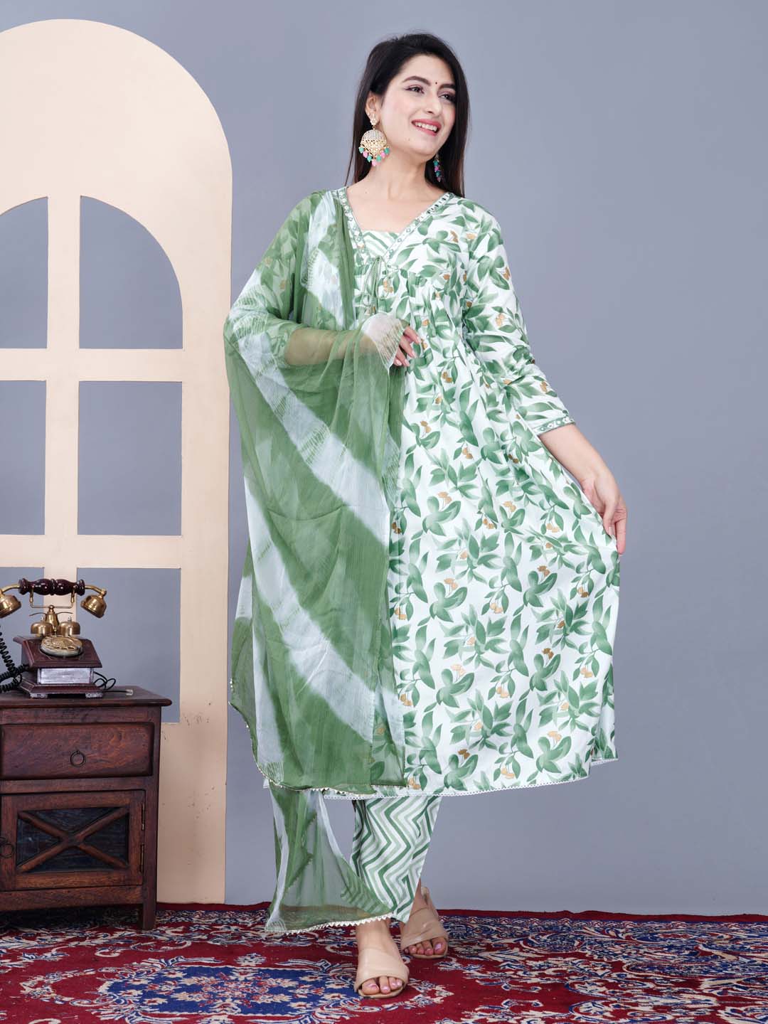 Printed Cotton Suit Set With Dupatta