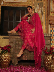 Printed Chinnon Kurta With Pants & Dupatta