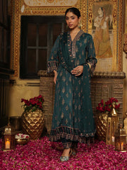 Printed Chinnon Kurta With Pants & Dupatta