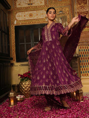 Printed Chinnon Kurta With Pants & Dupatta